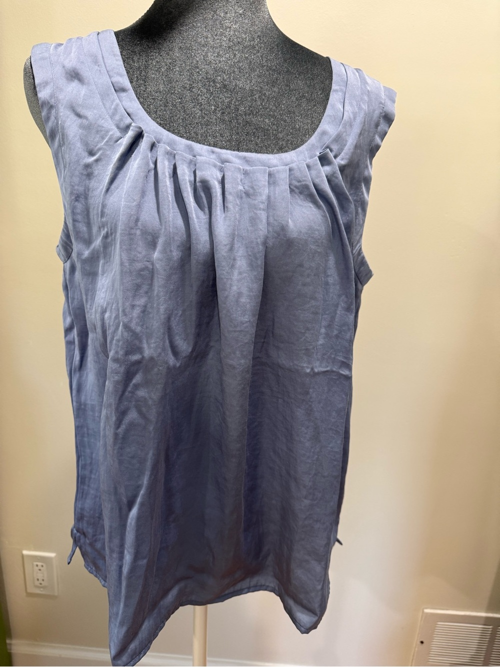 Talbots Light Blue Pleated Satin Sleeveless Shell